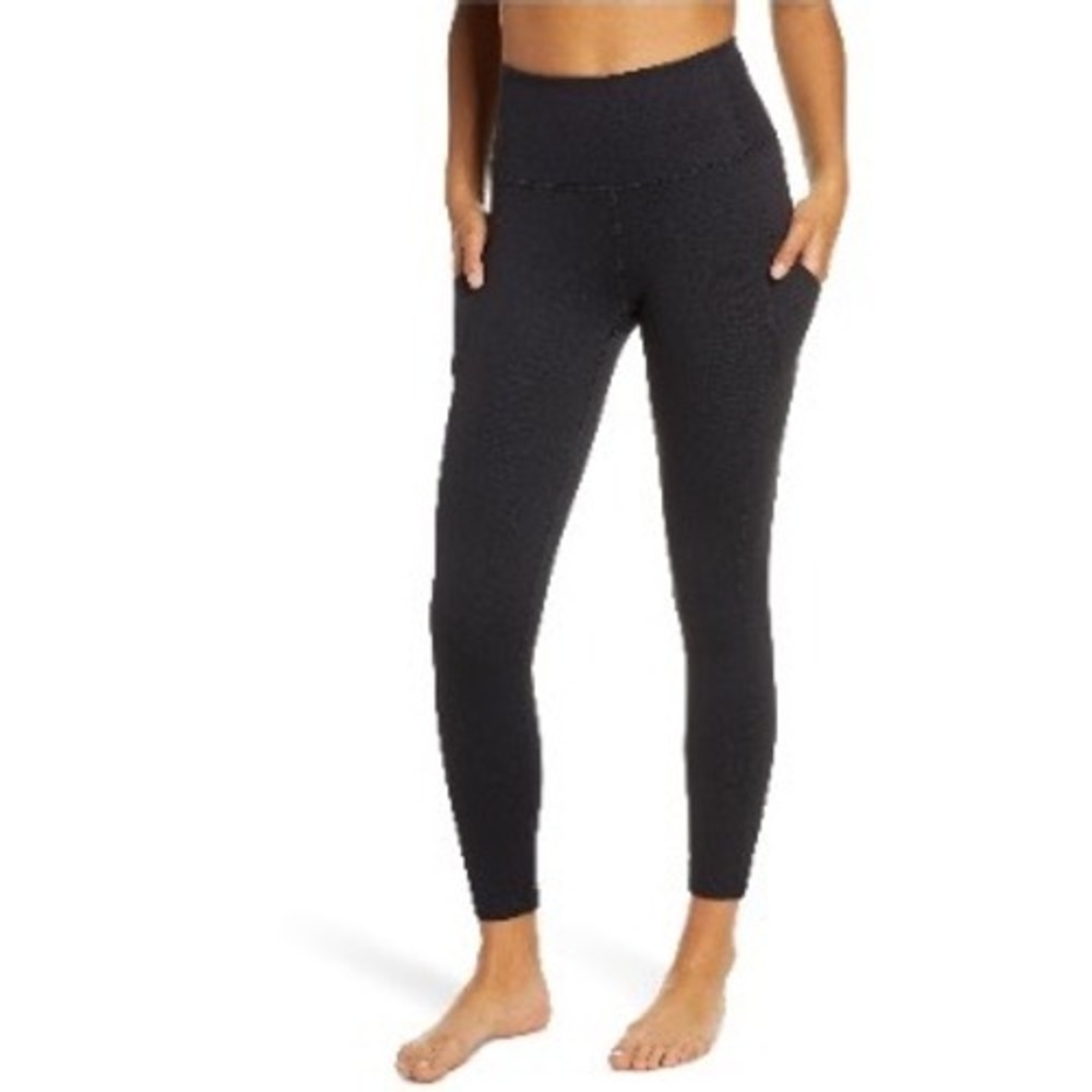Nordstrom Zella Live In High Waist Pocket 7/8 Leggings Not Shiny Matte Black